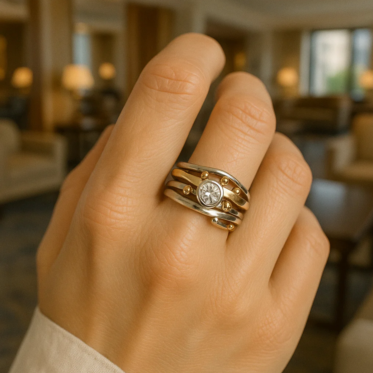 Štěpánka - Vintage χρυσό δαχτυλίδι με ενσωματωμένη ζιρκόνια